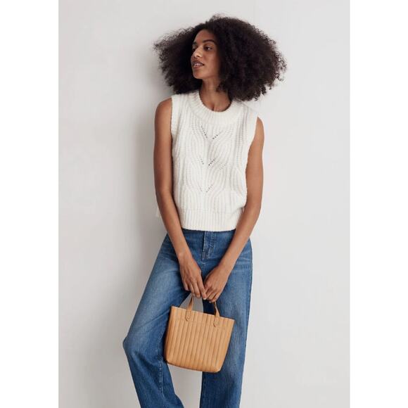 Cream Madewell Pointelle Knowe Sweater Vest L - Picture 1 of 7